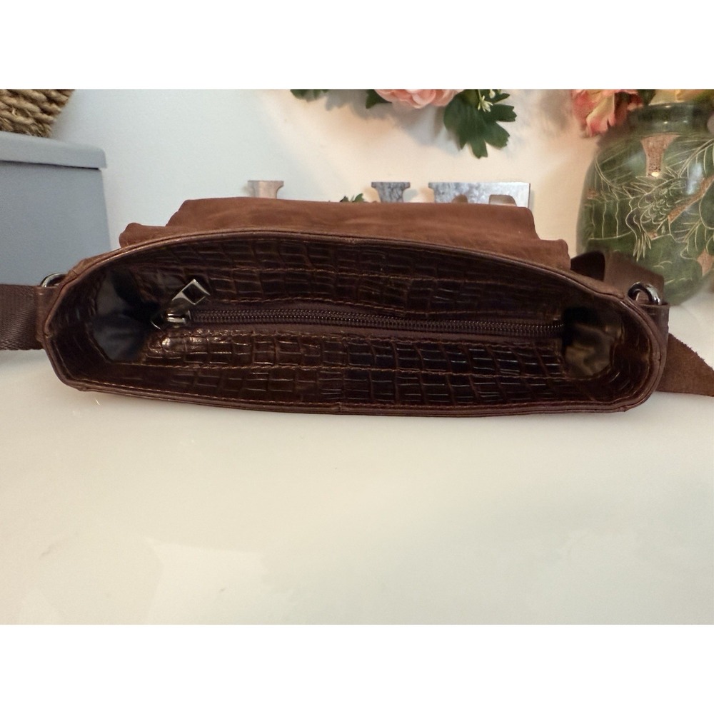 100% Genuine Leather Unisex Shoulder Bag Crocodile Pattern Bag 11" Messenger Bag - Picture 5 of 16